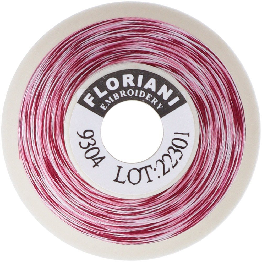 Floriani variegated embroidery thread spool, color 9304, pink and white blend