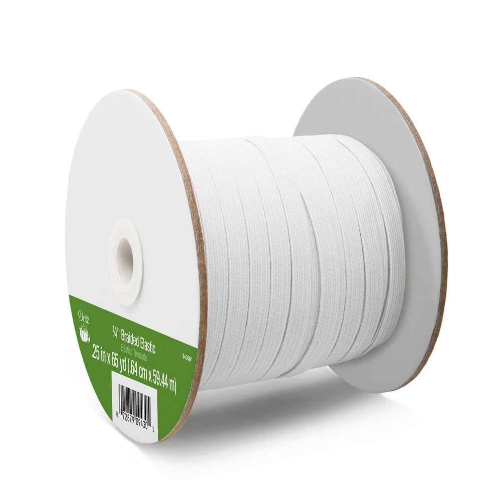 Dritz, White Braided Elastic - 1/4" x 65yds image # 93169