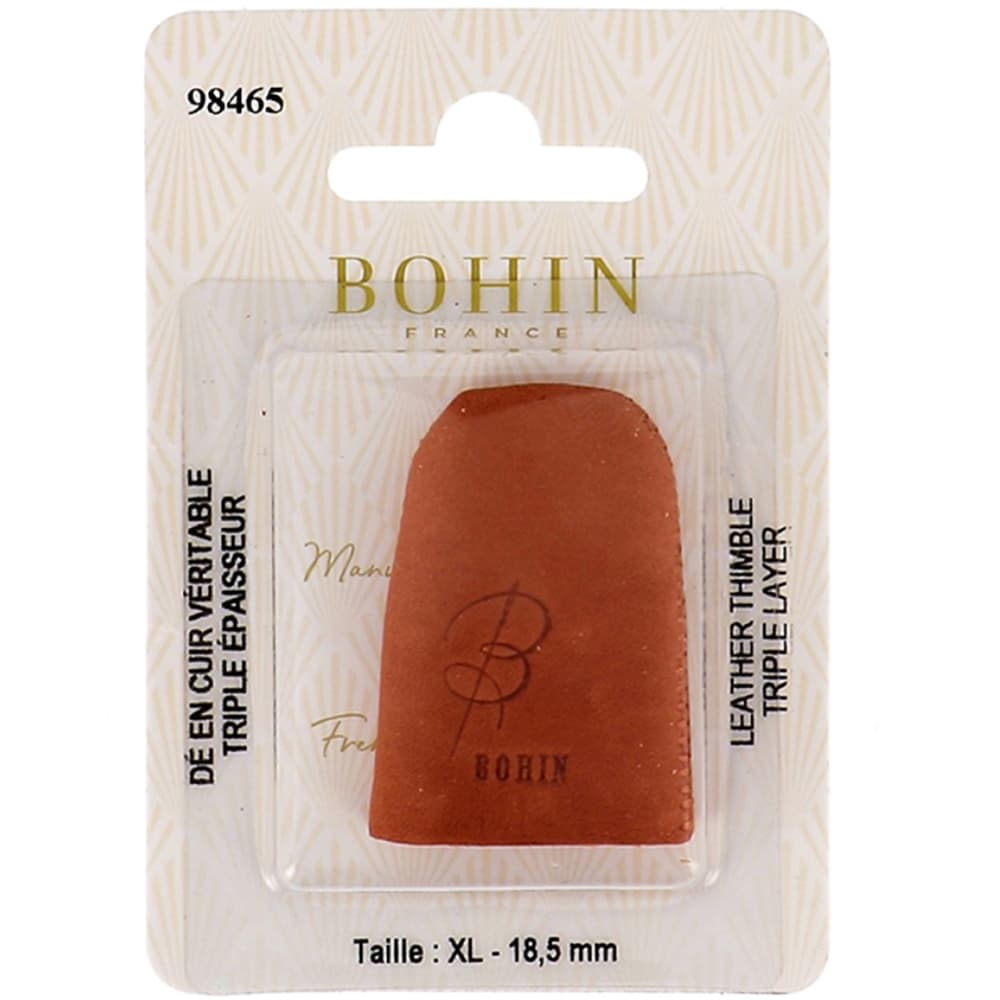 Bohin Ditale In Pelle Con Rinforzo Metallico – Taglia Media, Colore Marrone, Per Cucito E Patchwork