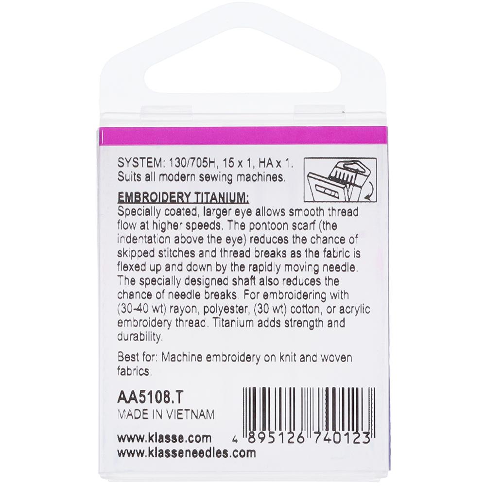 Titanium Embroidery Needles, Klasse (4pk), Size 80/12 image # 91517