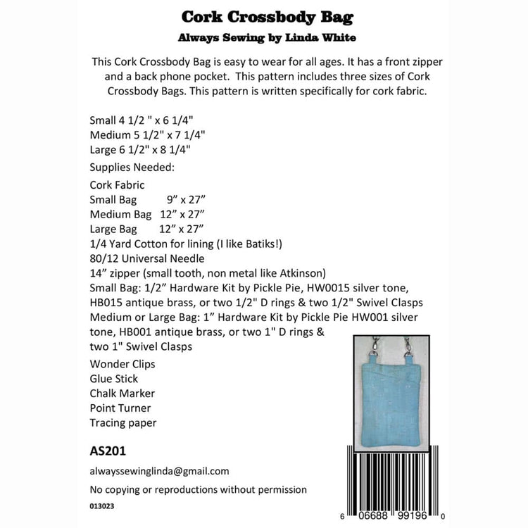 Cork Crossbody Bag Pattern image # 114175