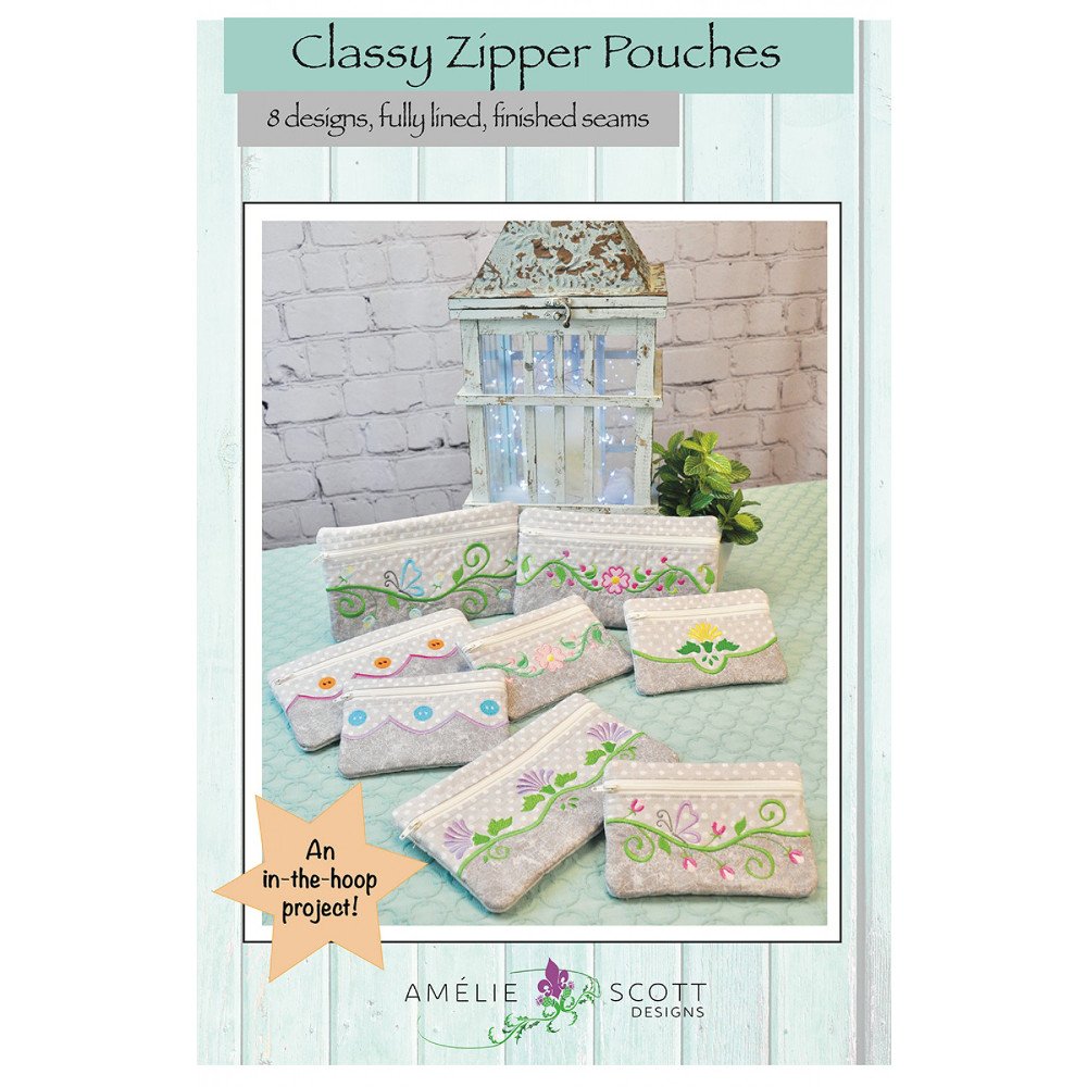 Classy Zipper Pouches Embroidery Pattern image # 44128