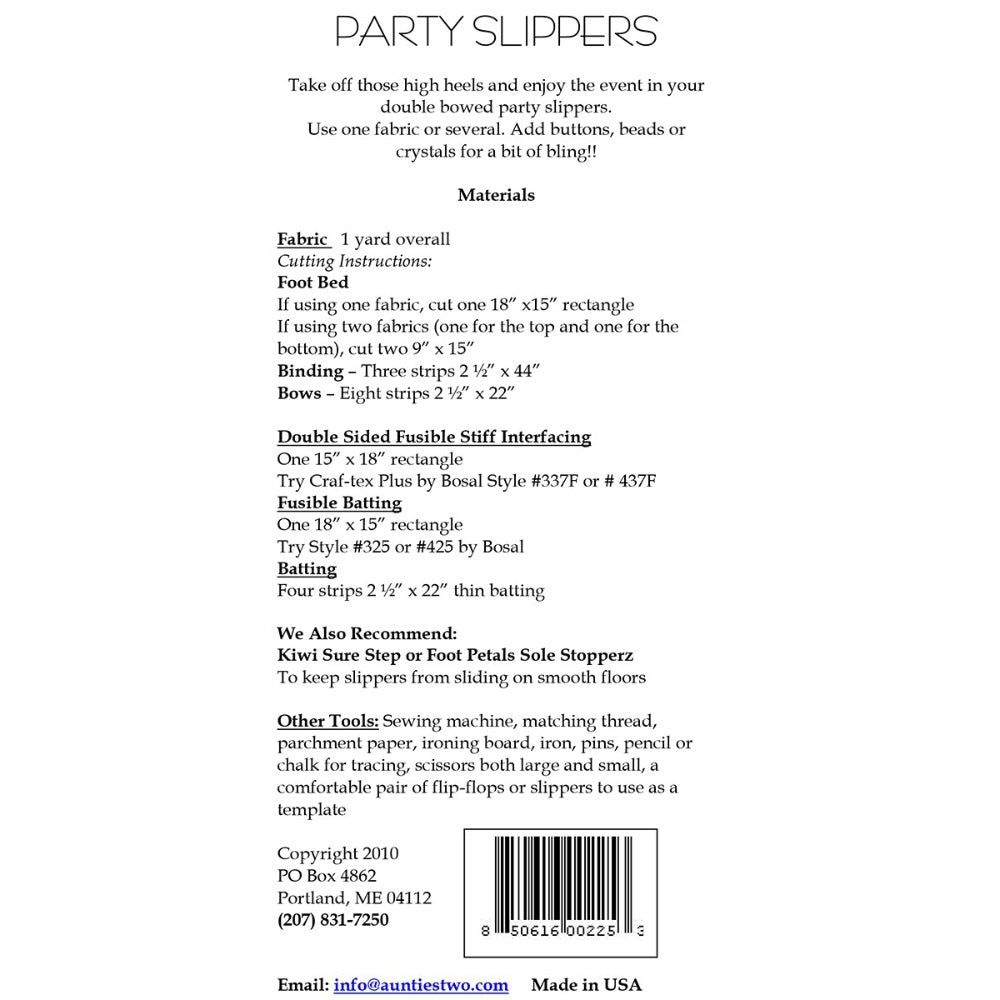 Party Slippers Pattern, Aunties Two Patterns image # 99806