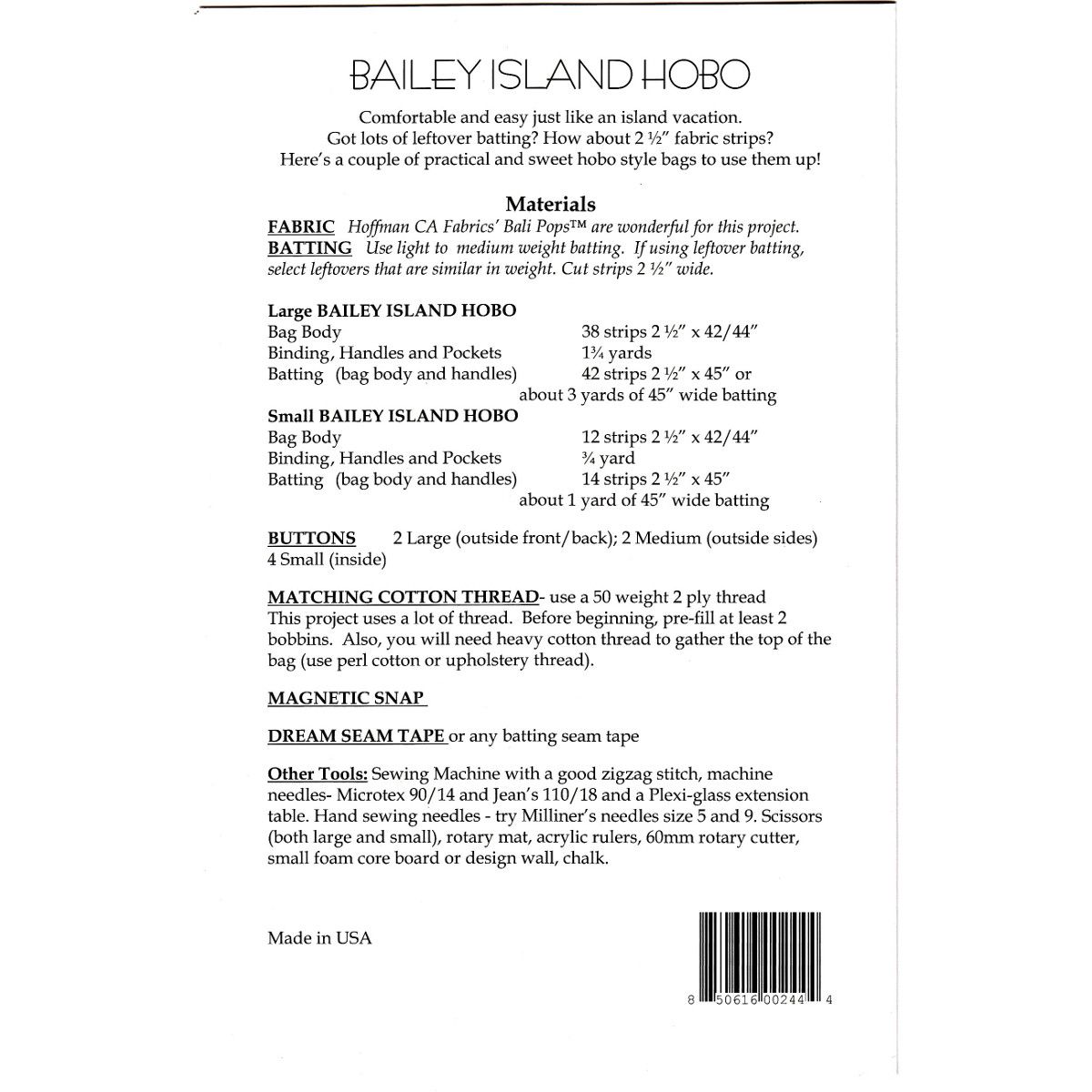 Bailey Island Hobo Bag Pattern, Aunties Two Patterns image # 41865