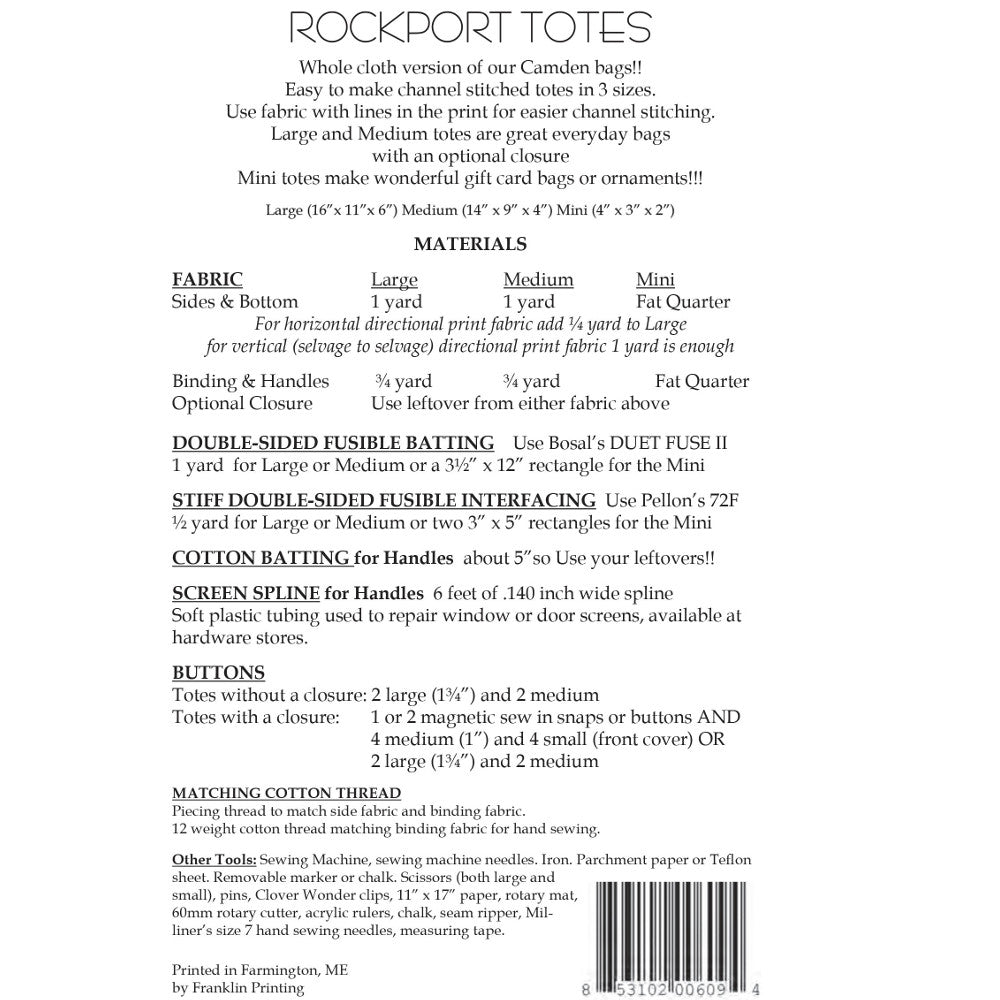 Rockport Tote Pattern, Aunties Two Patterns image # 43752