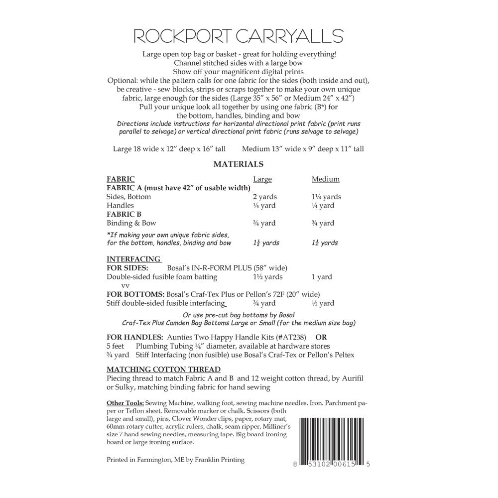 Rockport Carryalls Pattern, Aunties Two Patterns image # 43755