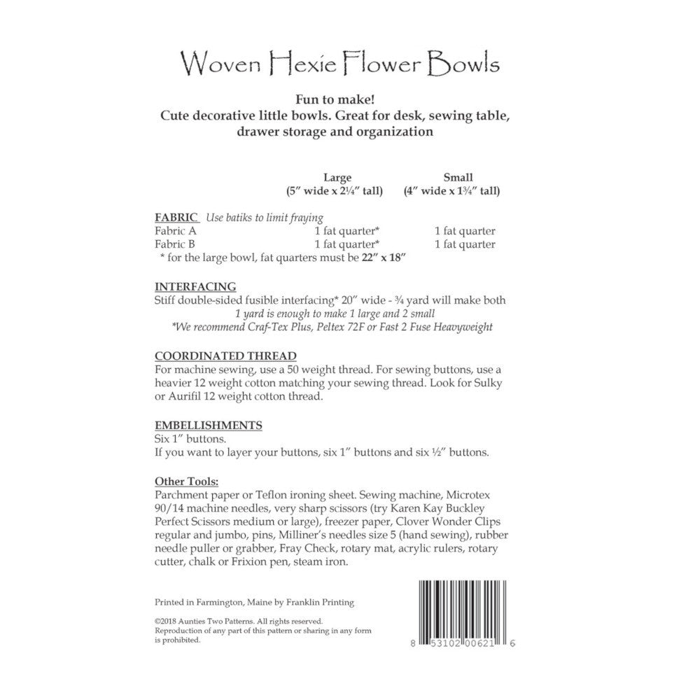 Woven Hexie Flower Bowls Pattern, Aunties Two Patterns image # 53921