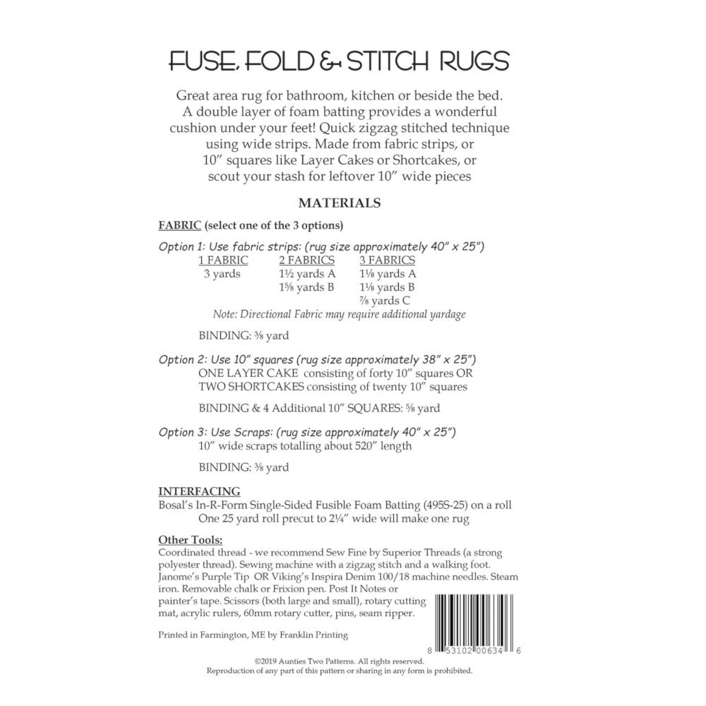 Fuse, Fold, and Stitch Rugs Pattern image # 50655