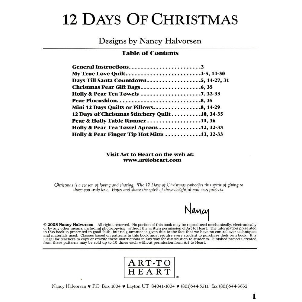 12 Days of Christmas Quilt Book, Art to Heart image # 35790