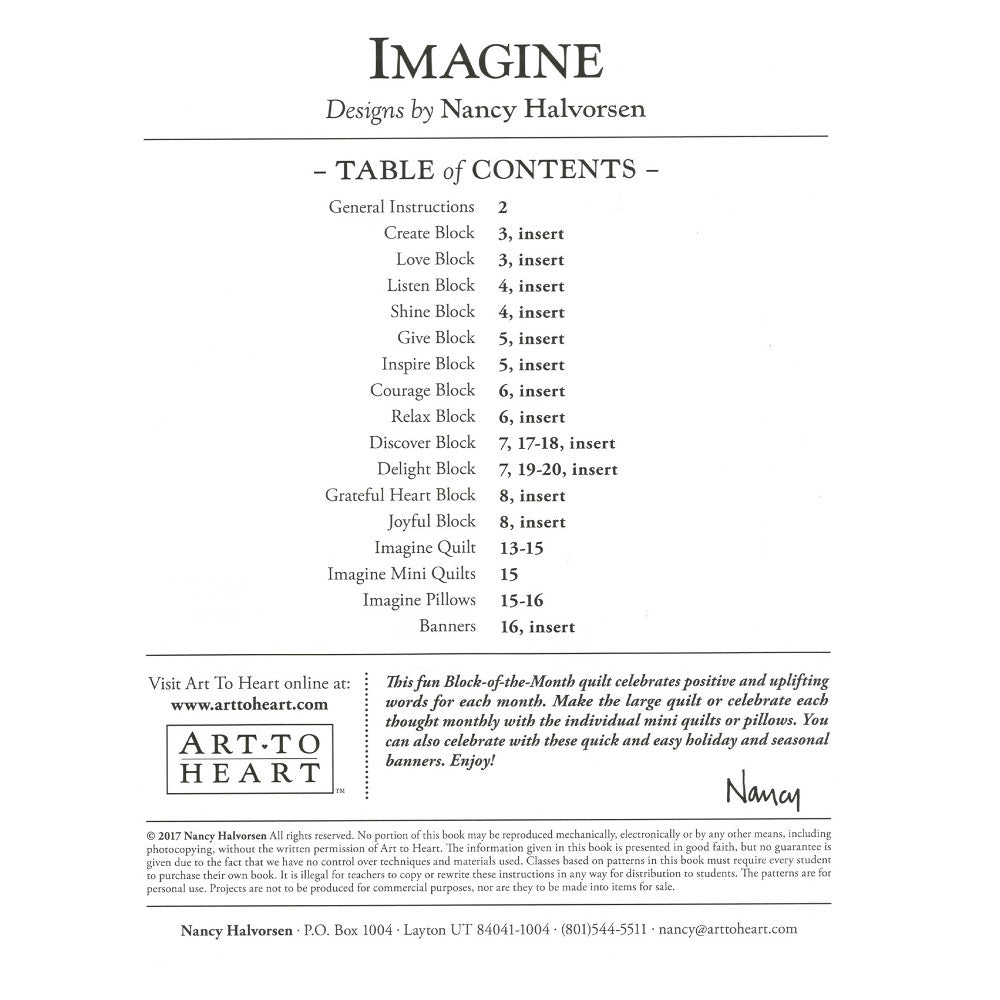 Imagine, Block-of-the-Month Book, Art to Heart image # 38975