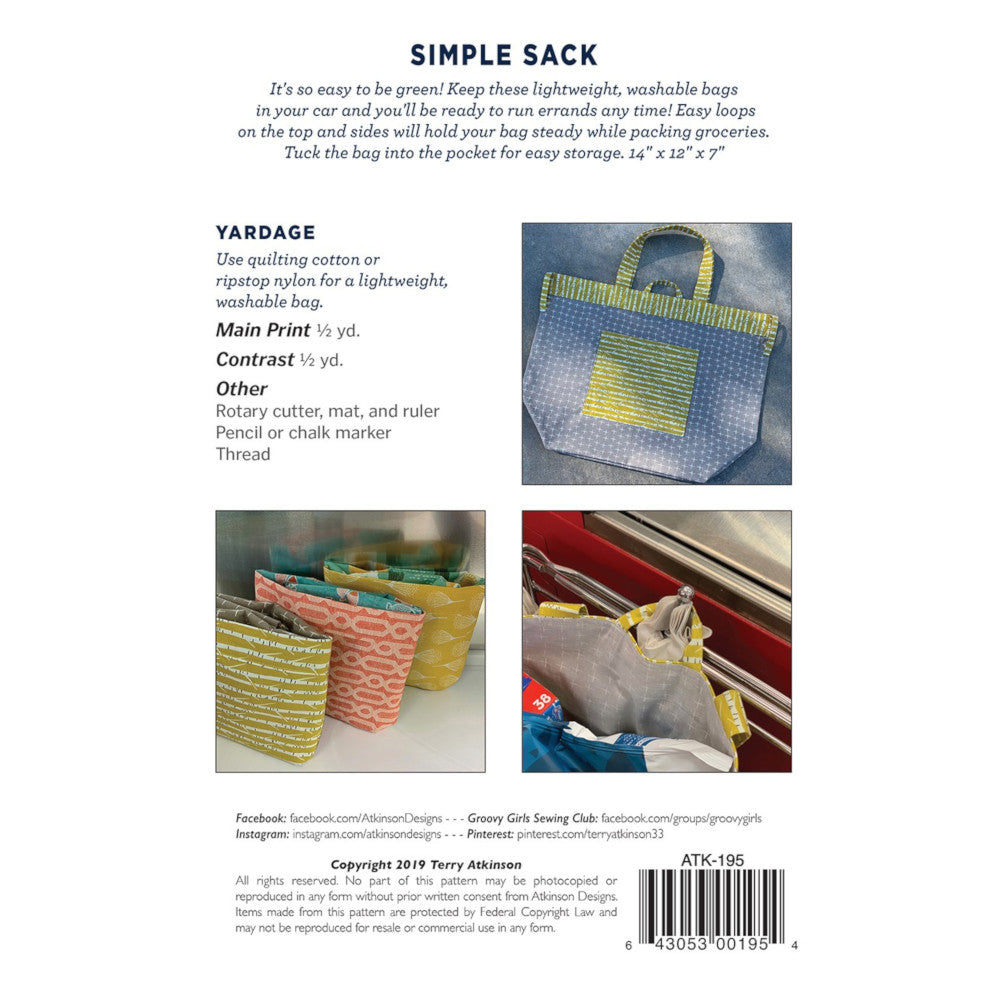 Atkinson Designs, Simple Sack Pattern image # 54659