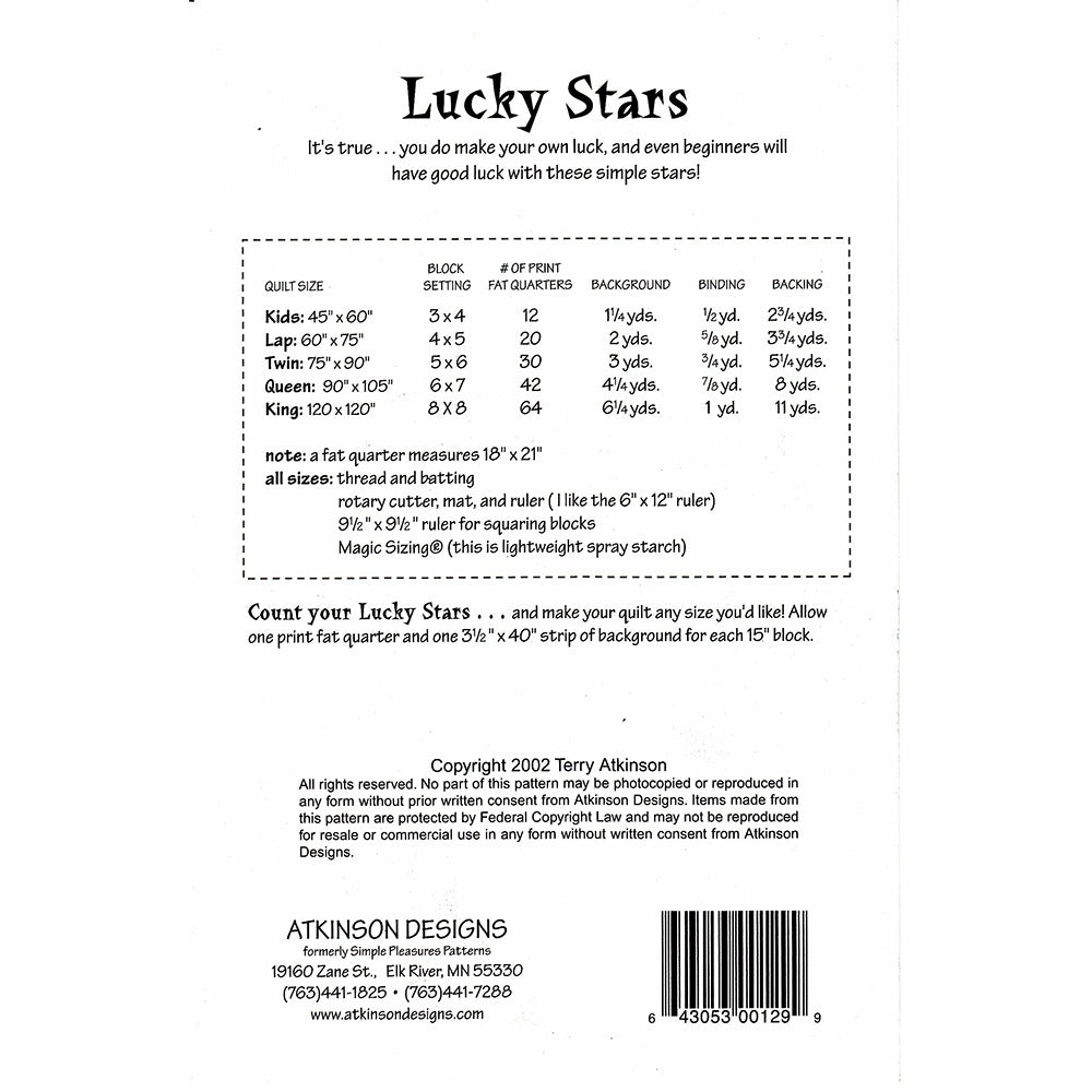 Lucky Stars Quilt Pattern image # 71634
