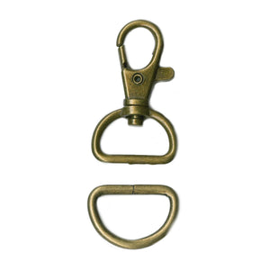 3/4in Swivel Hook and D-Ring Hardware Set - Antique Brass image # 46073
