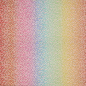 Bumbleberries Pastel Rainbow fabric featuring soft white watercolor-style dots in varying sizes over a gentle gradient of pink, lavender, baby blue, mint green, and pale yellow.