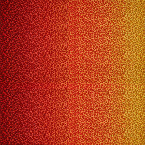 Bumbleberries Flame fabric featuring densely scattered red, orange, and golden yellow dots with a fiery ombre gradient.