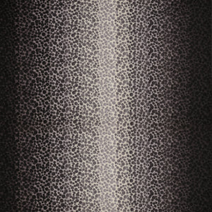 Bumbleberries Black to White fabric featuring scattered watercolor-style dots in black, charcoal, and gray on a light background.