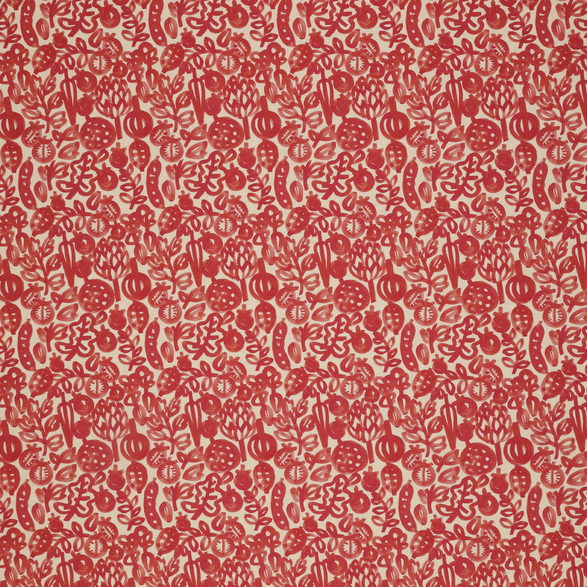 Red Patch Textile Vegetable Patch Fabric Collection - Pomegranate Red