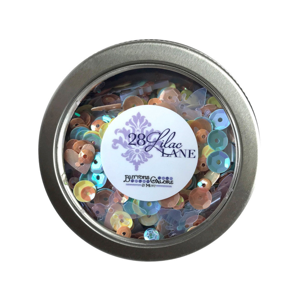 Buttons Galore, 28 Lilac Lane Sequin Tin - Spring Butterflies image # 49012