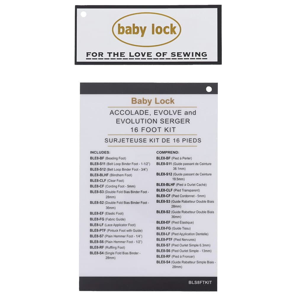 16 Piece Foot Kit, Babylock #BLS8FTKIT image # 107524
