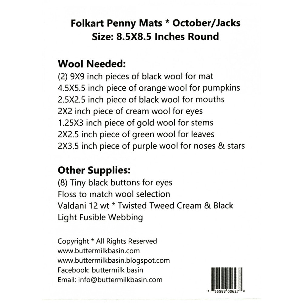 Folkart Penny Mats Pattern, Thru the Year, October image # 35421