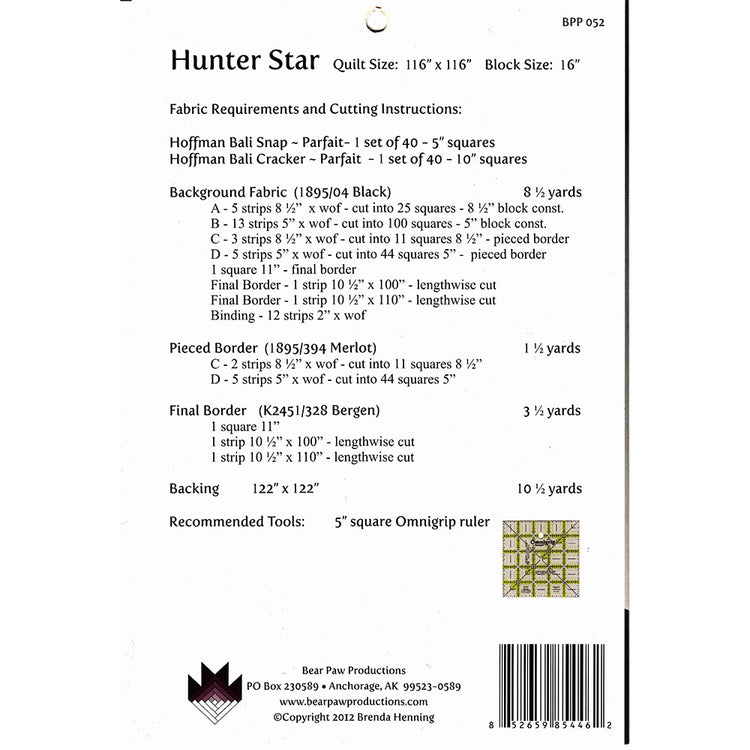 Hunter Star Quilt Pattern