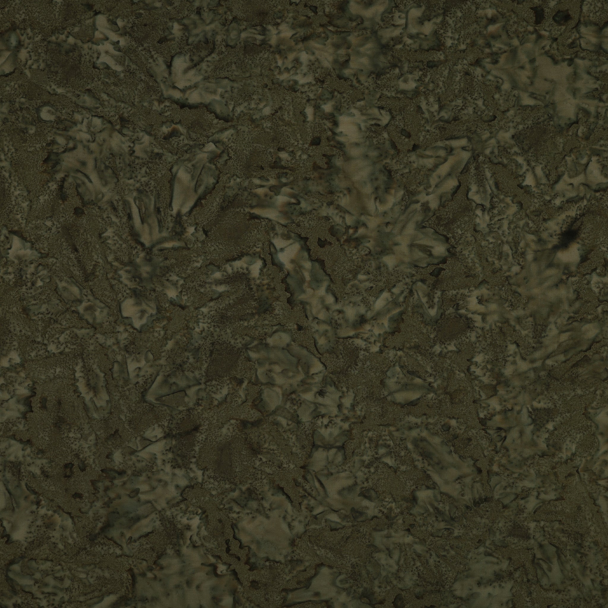 A close-up of a dark olive green textured material with mottled lighter brown and gray tones, filling the entire frame.