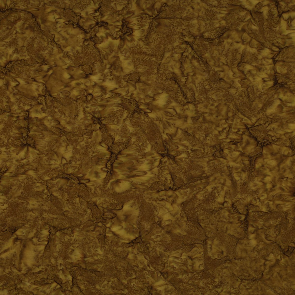 A close-up of a textured material swatch with a mottled, organic pattern in earthy brown and golden-brown tones.