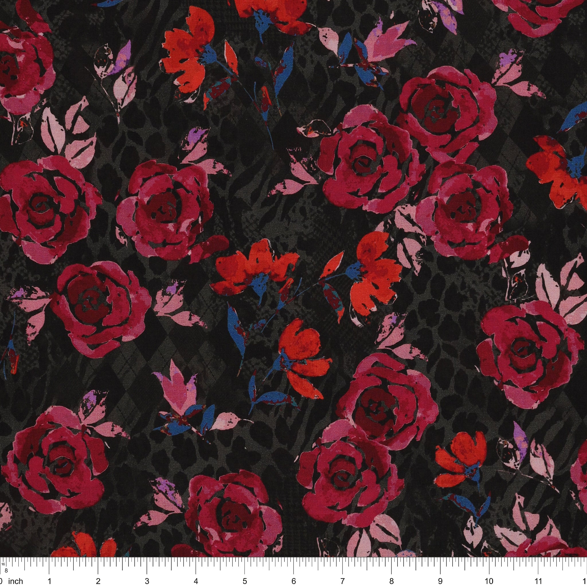 Grunge Gone Glam Fabric Collection - Sweet Jane Rose Noir in Lawn: with ruler for scale BX17340L-26