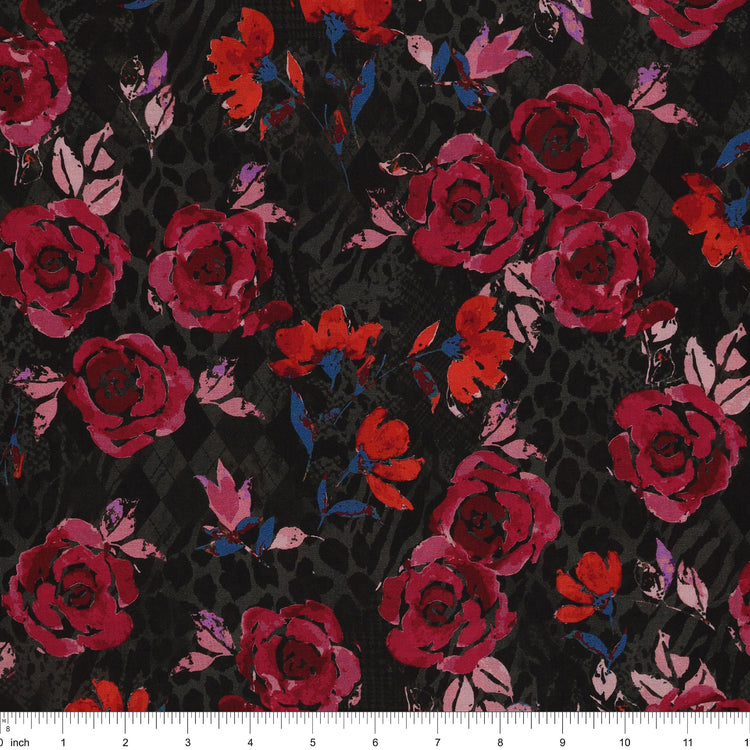 Grunge Gone Glam Fabric Collection - Sweet Jane Rose Noir in Lawn: with ruler for scale BX17340L-26