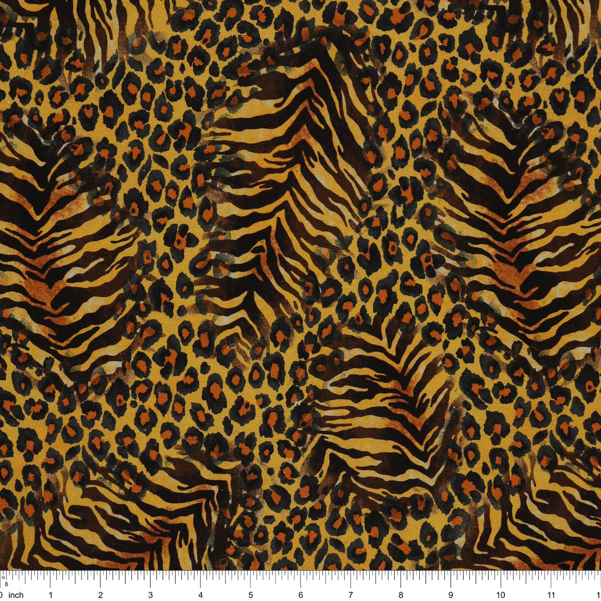 Grunge Gone Glam Fabric Collection - Spirit Animal Neutral Gold: with ruler for scale BX17342-30