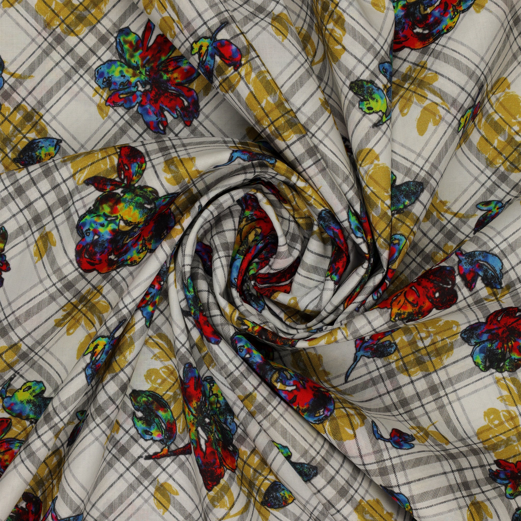 Grunge Gone Glam Fabric Collection - Forever Young Prism Plaid in Lawn: swirled BX17343L-99