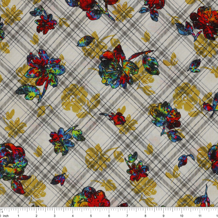 Grunge Gone Glam Fabric Collection - Forever Young Prism Plaid in Lawn: with ruler for scale BX17343L-99