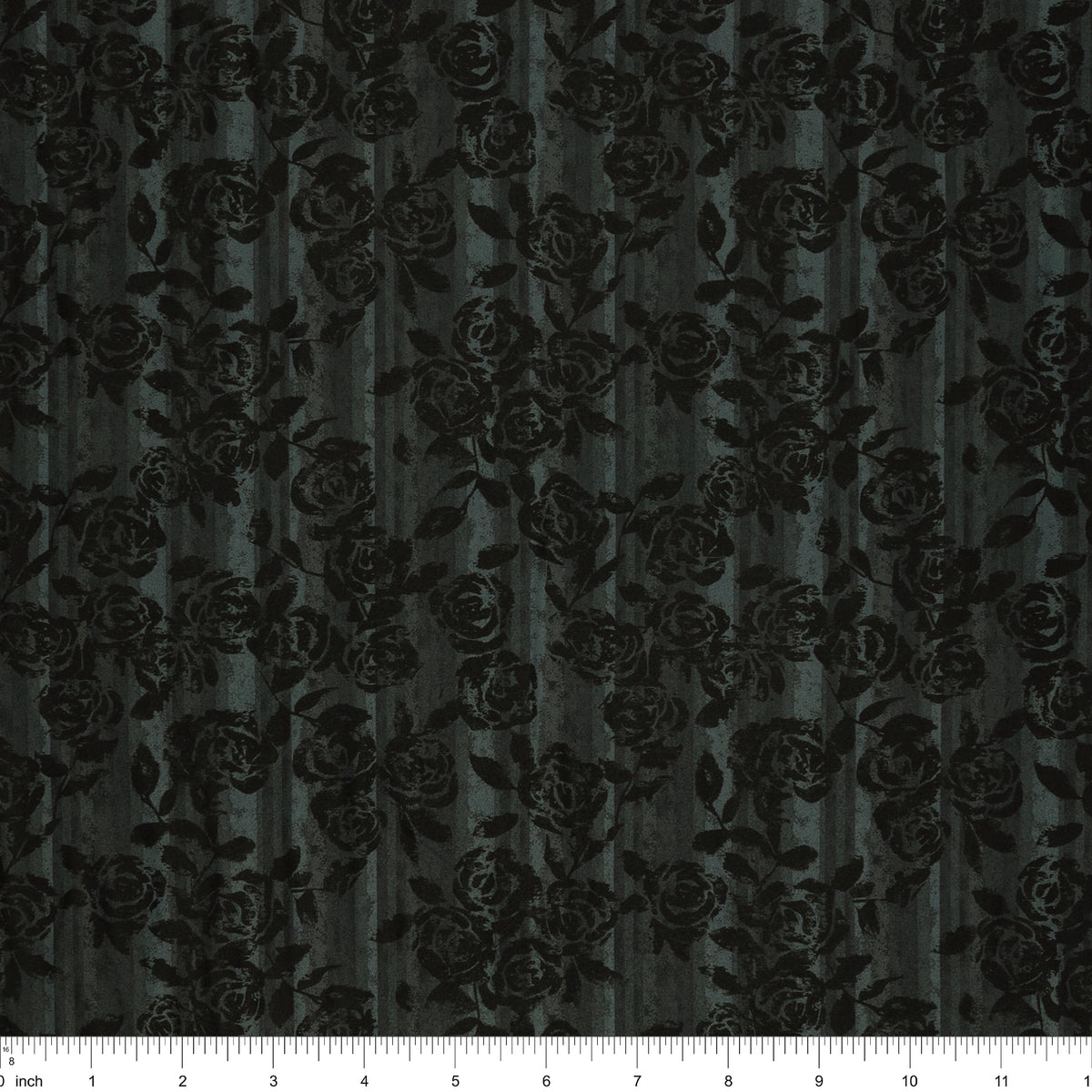 Grunge Gone Glam Fabric Collection - Gilded Garden Charcoal in Poly/Spandex: with ruler for scale BX17345X-12