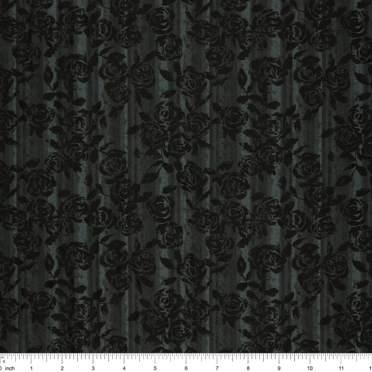 Grunge Gone Glam Fabric Collection - Gilded Garden Charcoal in Poly/Spandex: with ruler for scale BX17345X-12
