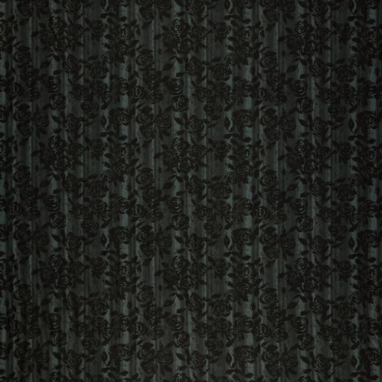 Grunge Gone Glam Fabric Collection - Gilded Garden Charcoal in Poly/Spandex: Dark charcoal gray fabric with an intricate black floral lace overlay pattern BX17345X-12