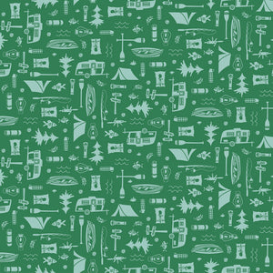 Happy Haven Fabric Collection - Let's Camp Green
