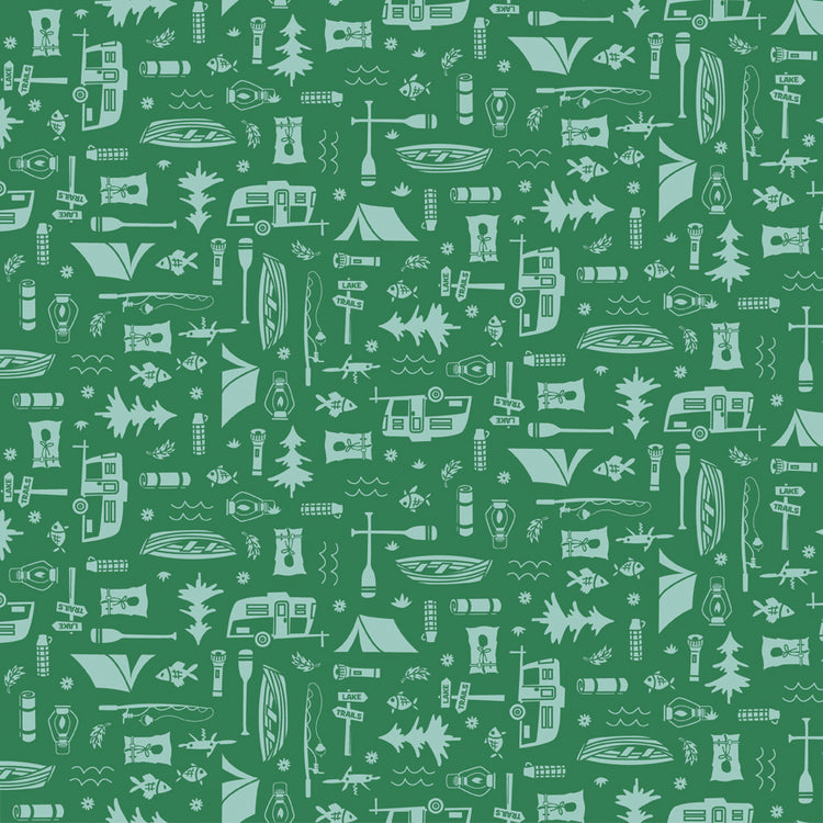 Happy Haven Fabric Collection - Let's Camp Green