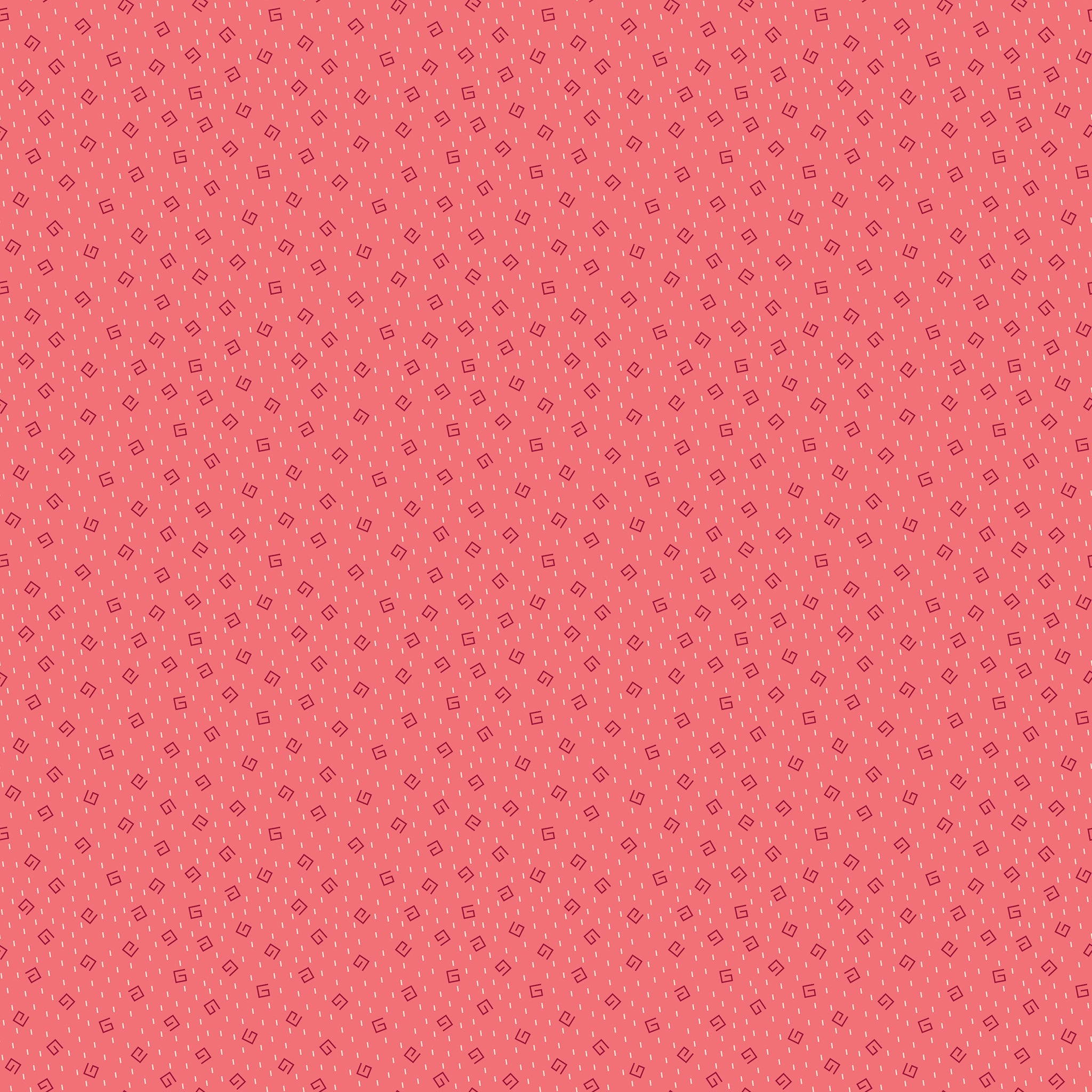 A repeating pattern of small dark red outlined diamonds on a coral pink background.