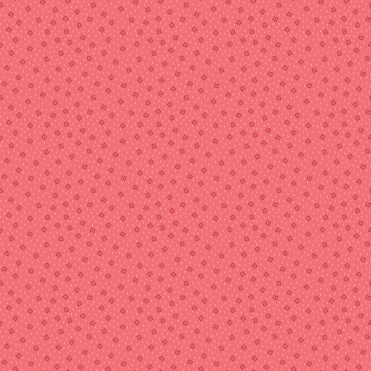 A repeating pattern of small dark red outlined diamonds on a coral pink background.