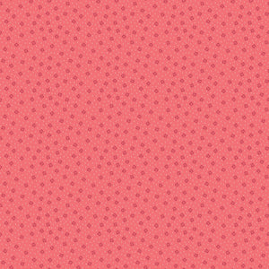 A repeating pattern of small dark red outlined diamonds on a coral pink background.