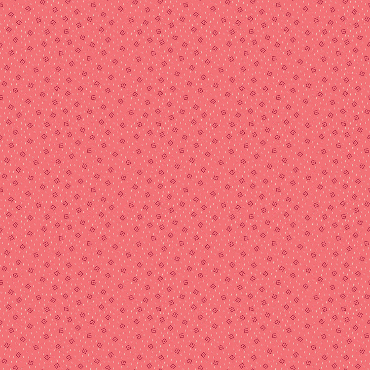 A repeating pattern of small dark red outlined diamonds on a coral pink background.