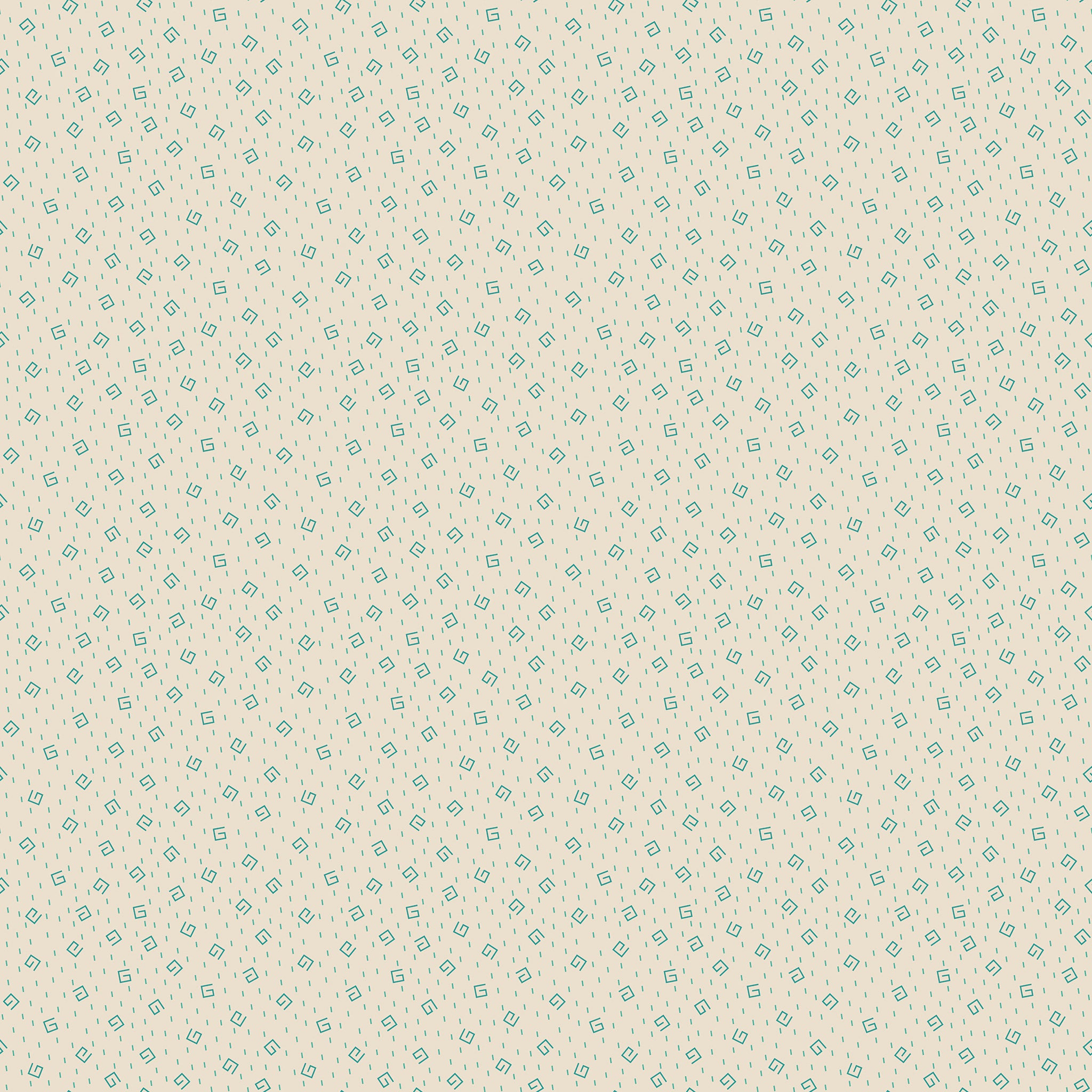 A repeating pattern of small teal geometric shapes on a warm cream background, filling the entire frame.