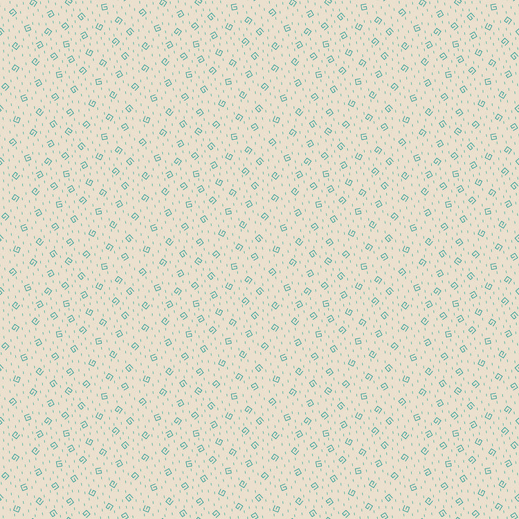 A repeating pattern of small teal geometric shapes on a warm cream background, filling the entire frame.