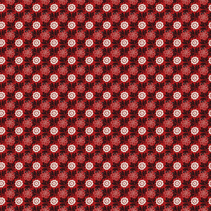 Northanger Abbey Captain fabric with cream and red flowers in a dense repeat on deep red.
