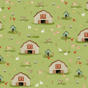 Lil' Farm Friends Fabric Collection - Barnyard Honeydew