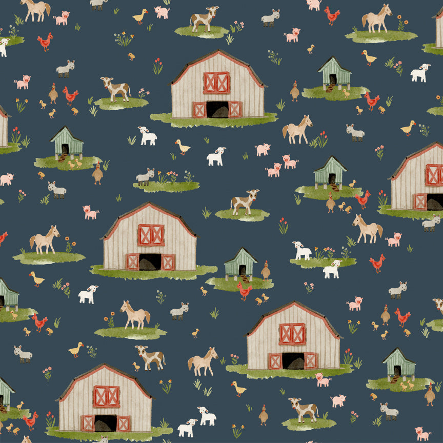 Lil' Farm Friends Fabric Collection - Barnyard Thunder