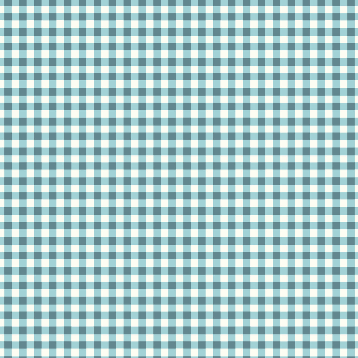 Cotton Nook Plaid Blue fabric with aqua, blue-gray and cream gingham checks.