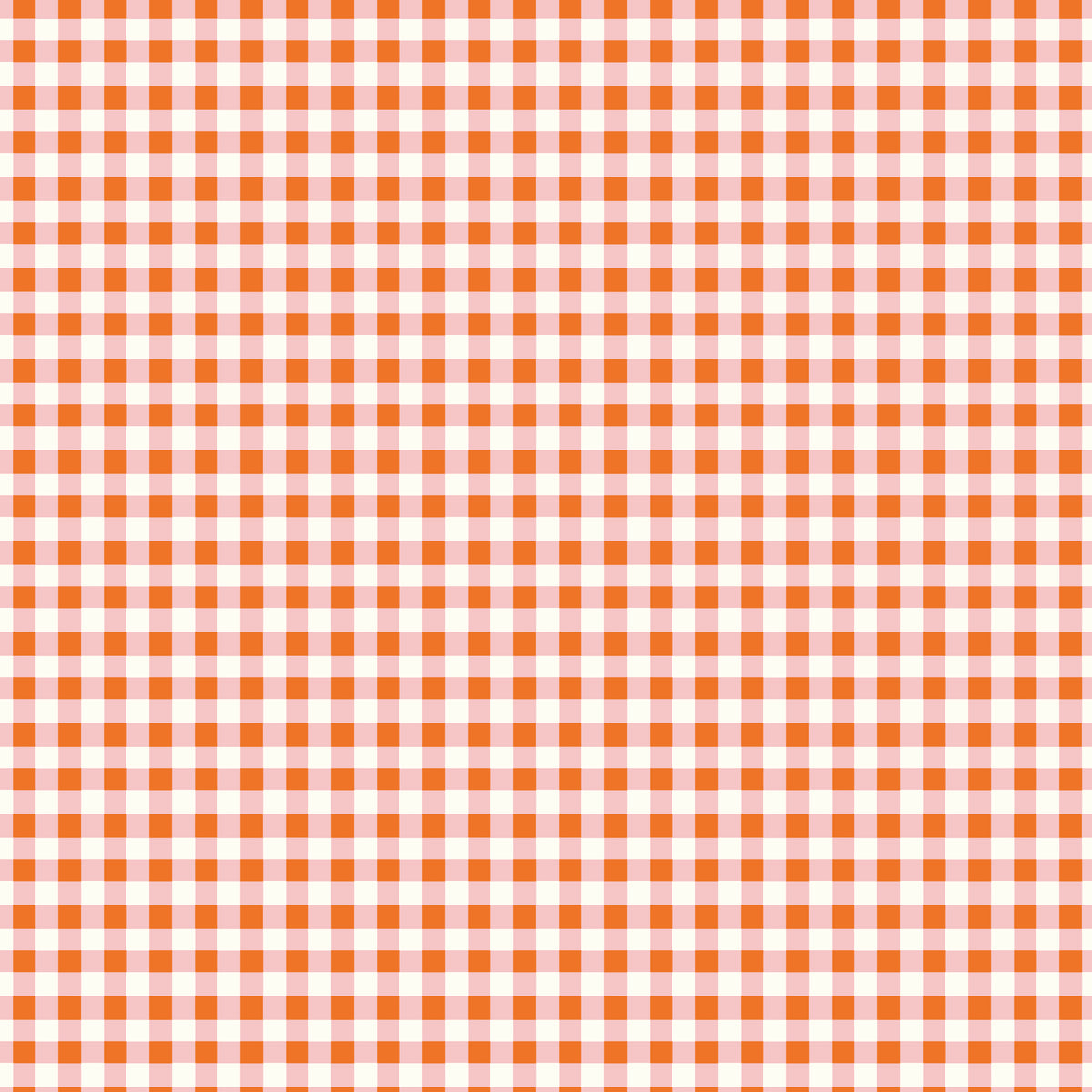 Cotton Nook Plaid Orange fabric with orange, blush pink and cream gingham checks.
