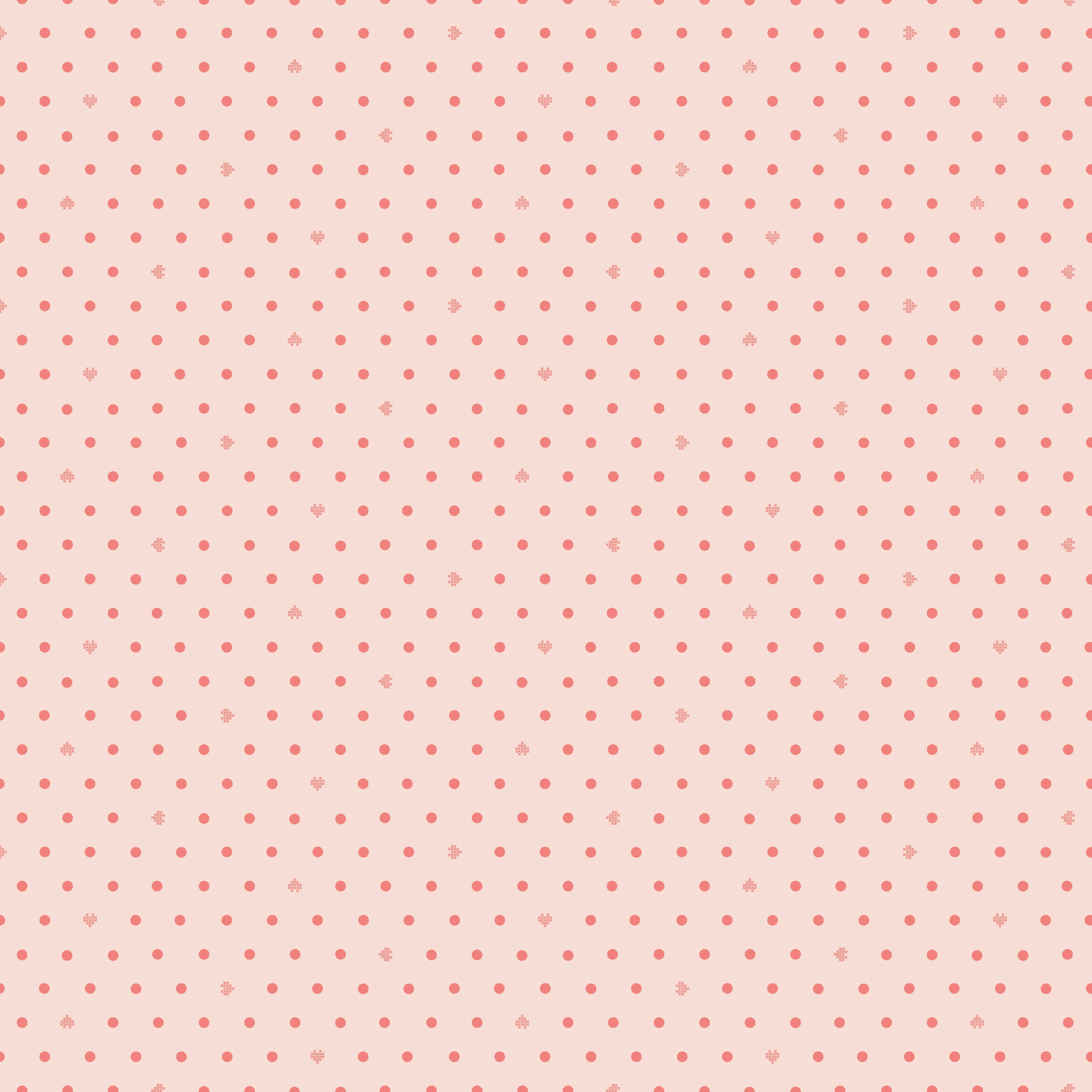 Cotton Nook Dots Blush fabric with small coral dots scattered across a pale blush background.