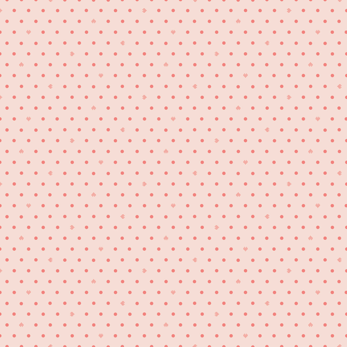 Cotton Nook Dots Blush fabric with small coral dots scattered across a pale blush background.